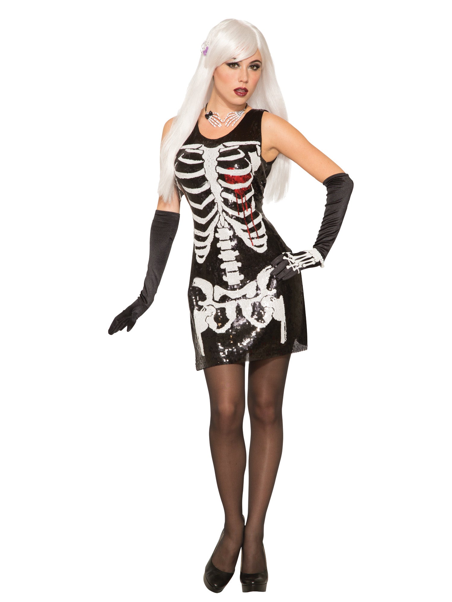 Skeleton Bleedin Heart Sqn Dress Xs/S