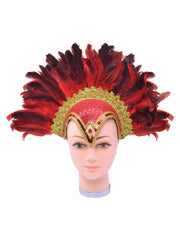 Feather Headpiece Red Jewel And Plume