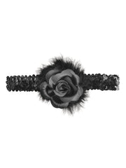 Black Flapper Headband With Rose Boa 1