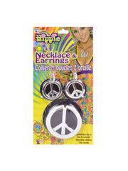 Peace Sign Necklace + Earrings