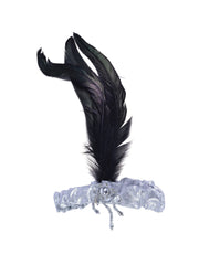 Silver Headband With Black Feathers