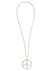 Peace Sign Necklace Silver Metal