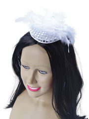 Lady'S Hat Silver Sequin/Feath