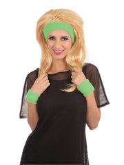 80's Headband And Wristband Set Green