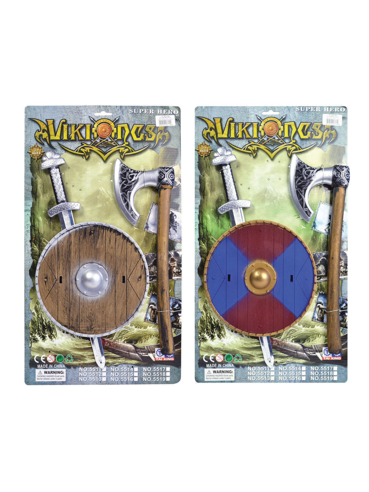 Viking Sword, Shield And Axe Set (Asst Colours) 1