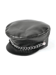 Punk Leather Cap - Black