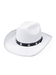 Cowboy Studded Hat - White Felt