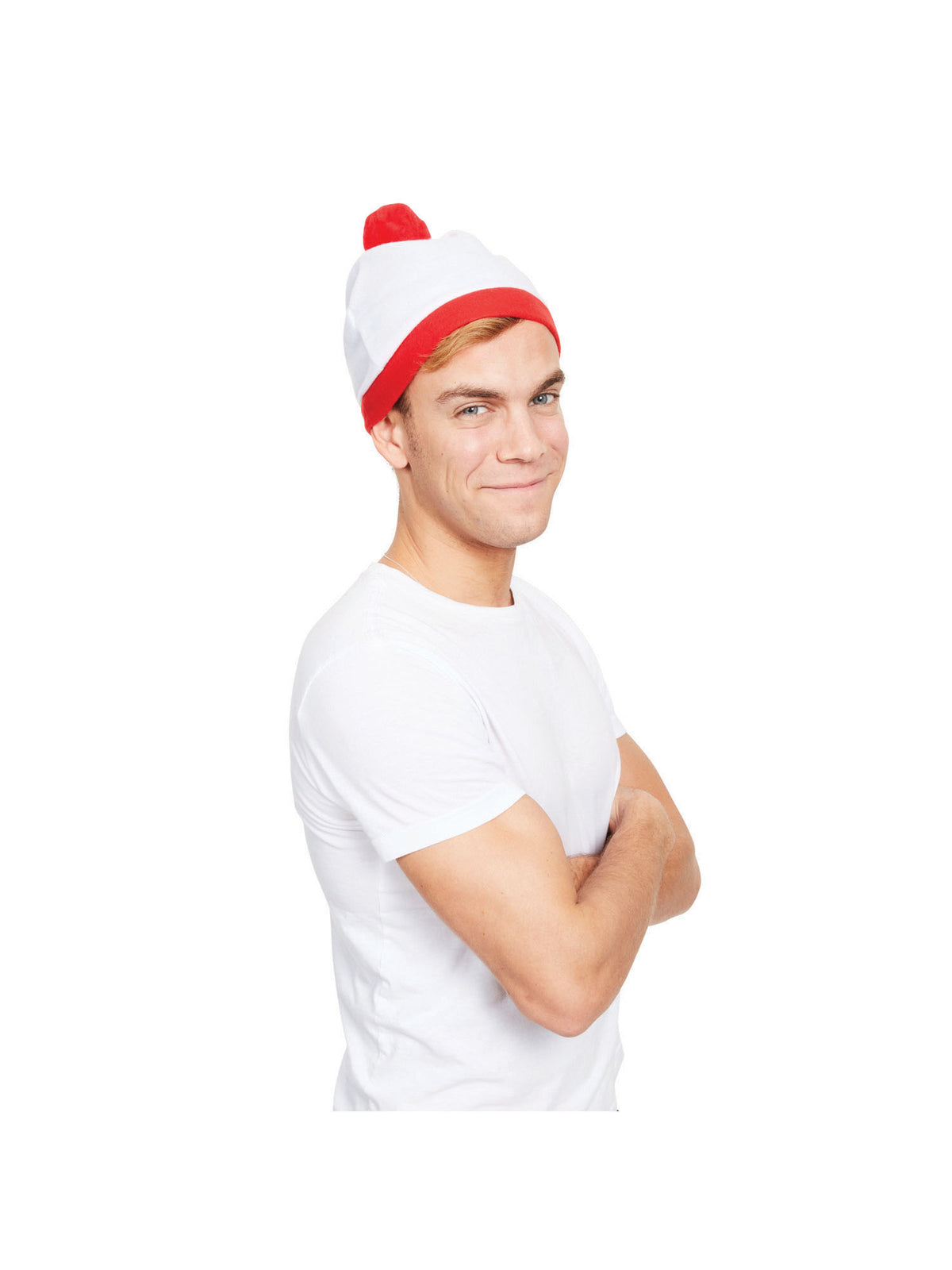 White Bobble Hat & Red Pom Pom 1