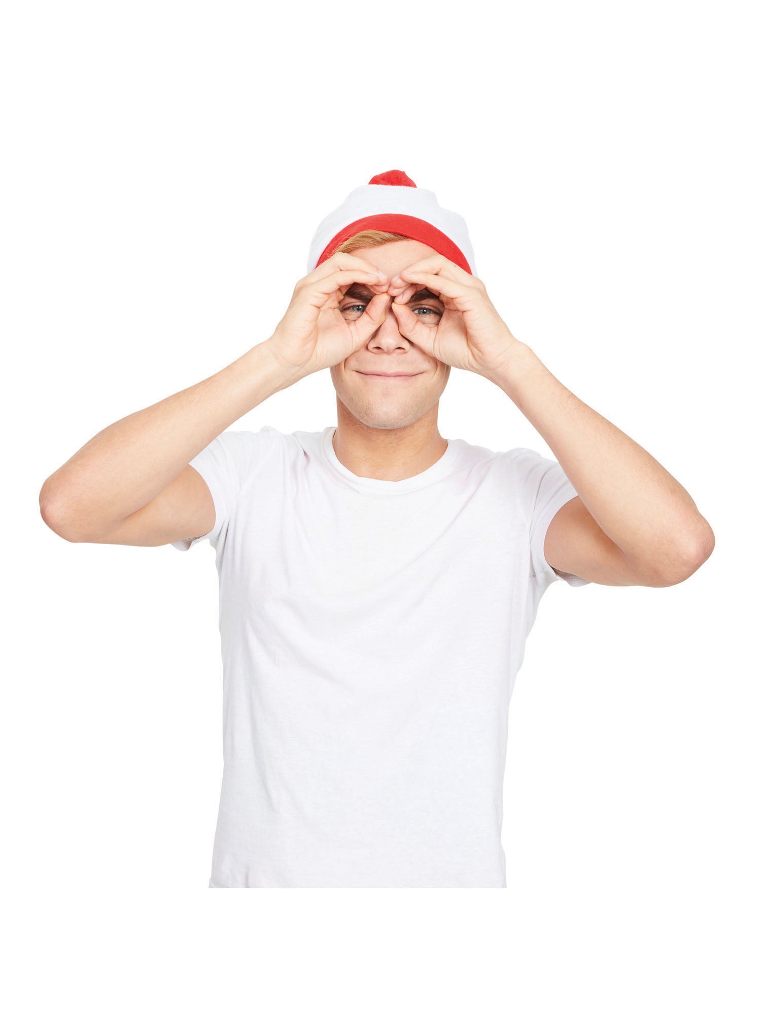 White Bobble Hat & Red Pom Pom