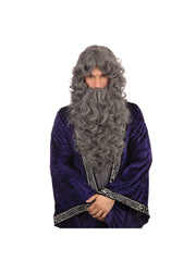 Grey Wizard Wig And Beard Set