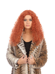 Long Auburn Frizzy Wig