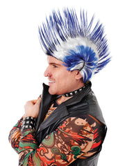 Mohican Wig Blue/White