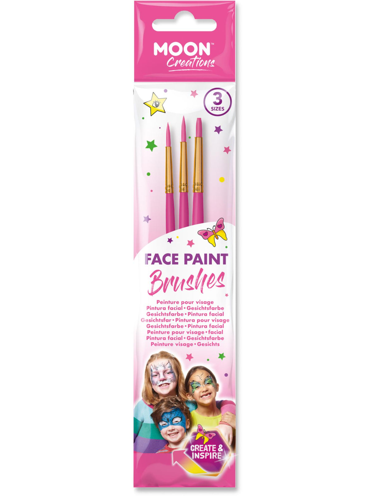 Moon Creations Face Paint Brushes, Pink 1