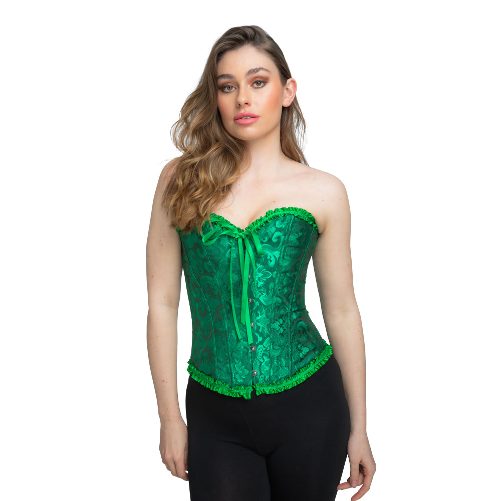 Deluxe Satin/Lace Corset - Green