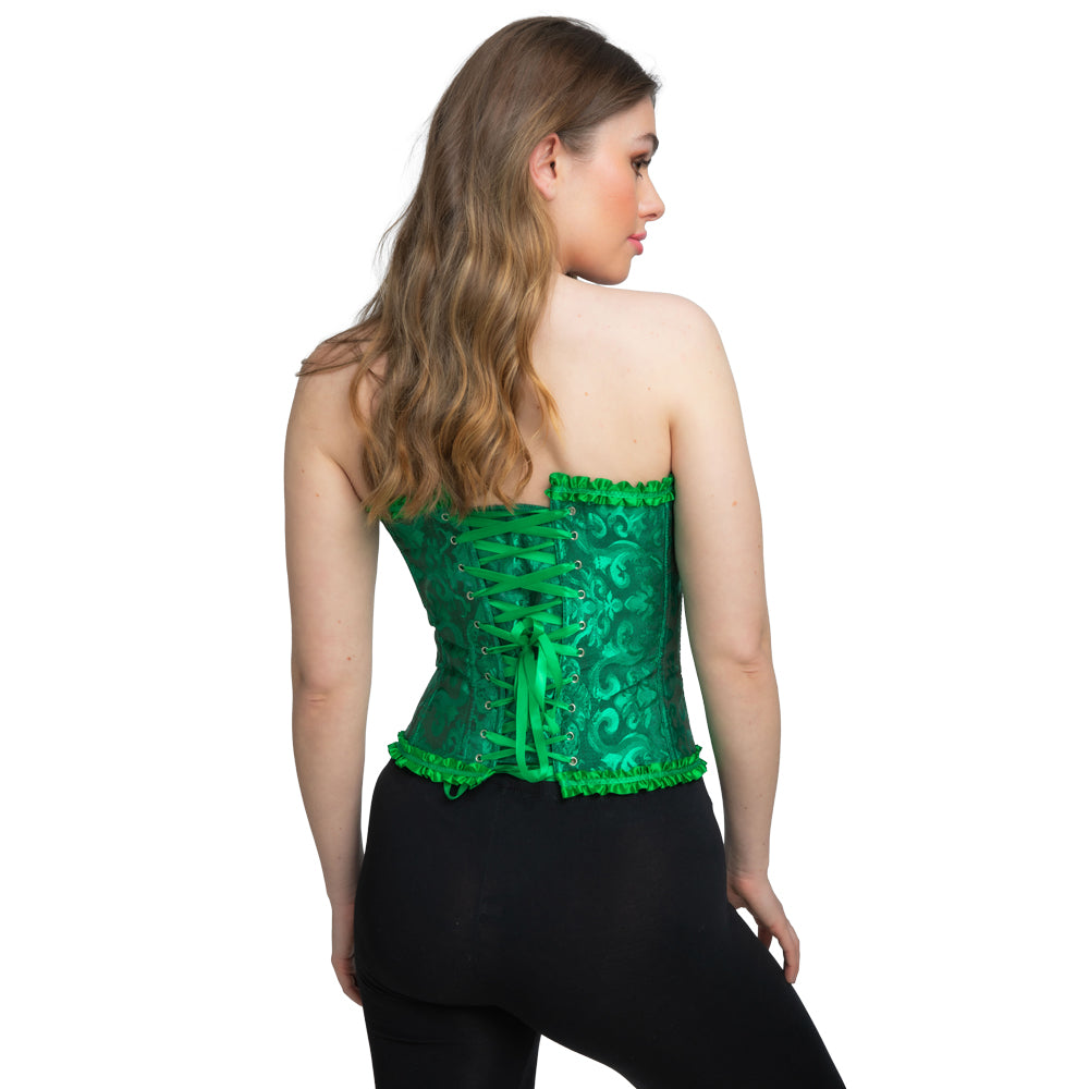 Deluxe Satin/Lace Corset - Green
