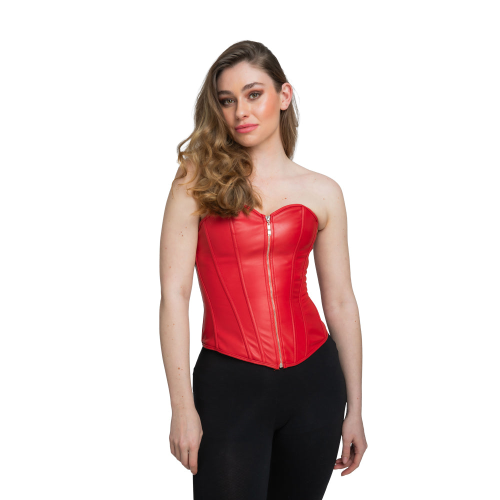 Faux Leather Corset - Red