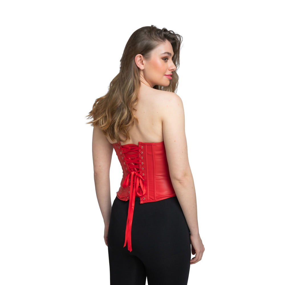 Faux Leather Corset - Red
