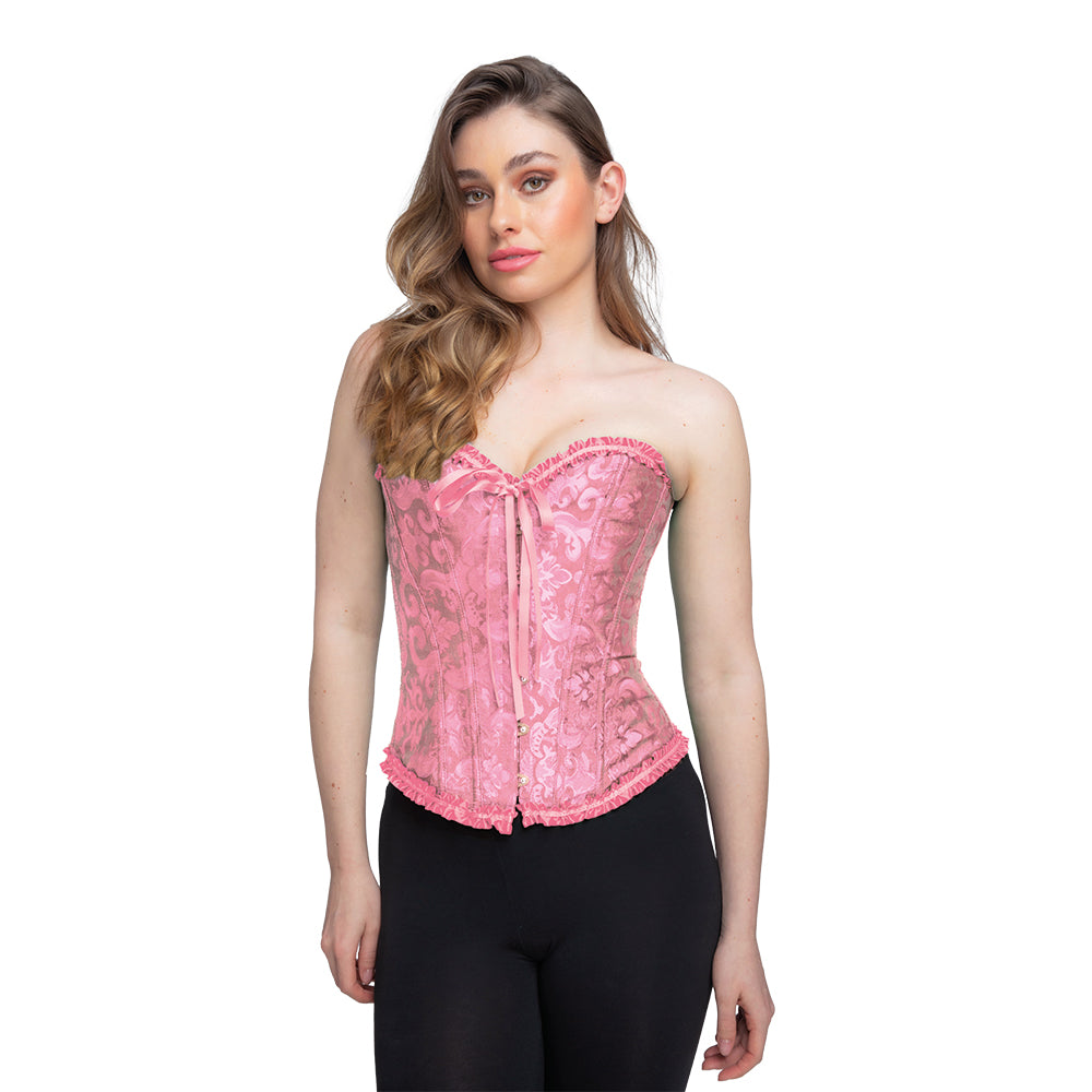 Deluxe Satin/Lace Corset - Baby Pink