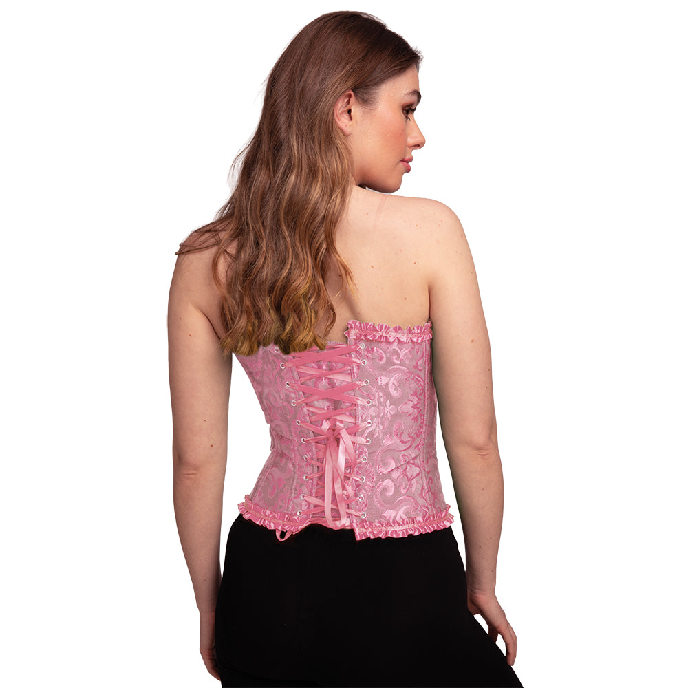 Deluxe Satin/Lace Corset - Baby Pink