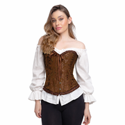 Deluxe Satin/Lace Corset - Brown