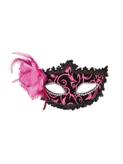 Pink/Black Eyemask W/Side Feather