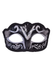 Eyemask Plastic Black/Silver Glitter
