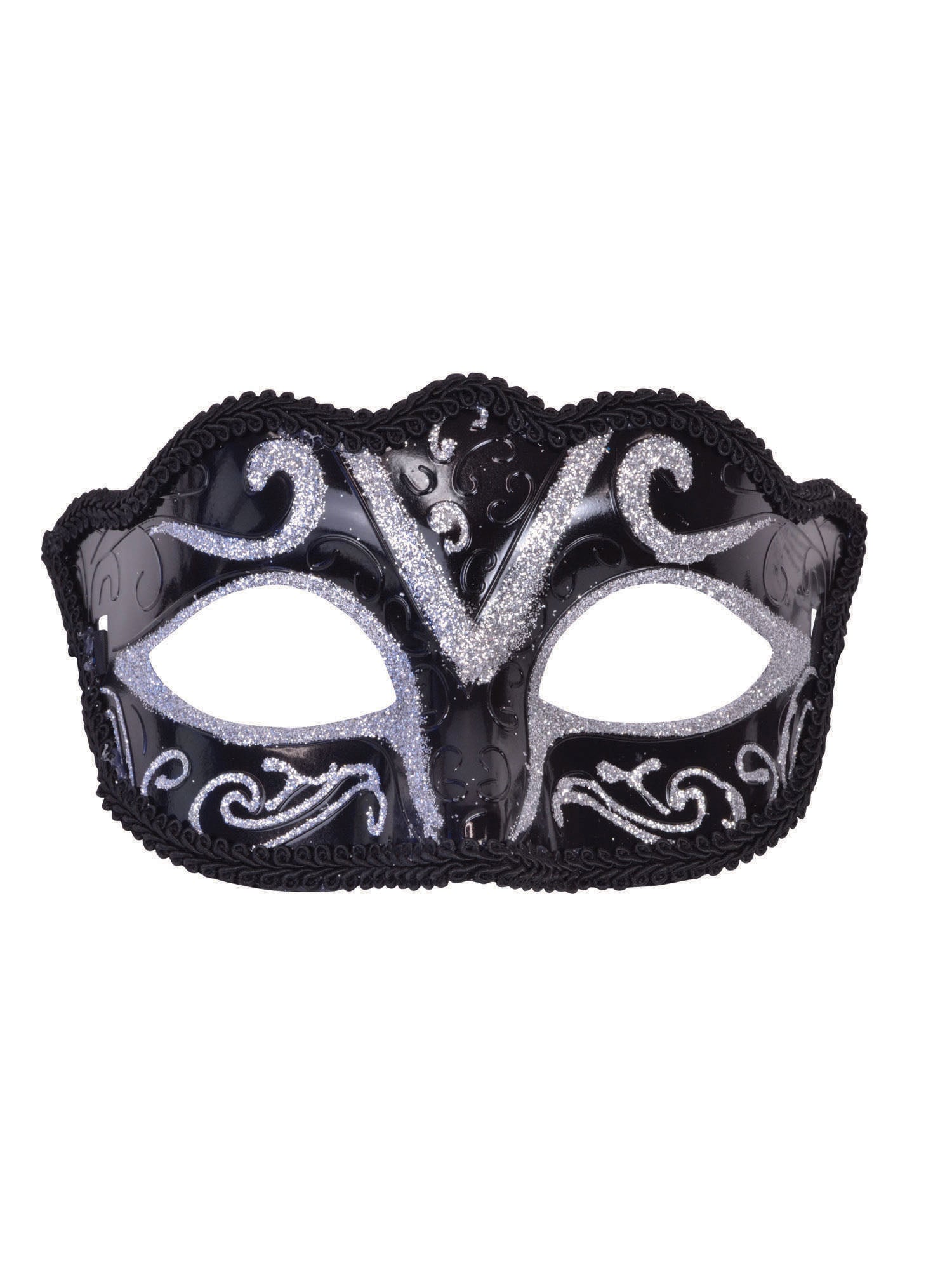Eyemask Plastic Black/Silver Glitter