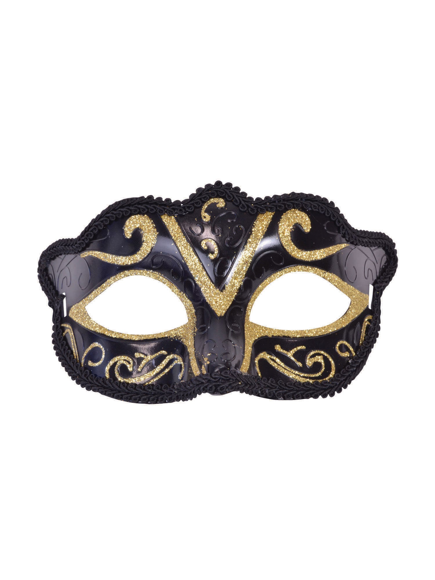 Eyemask Plastic Black/Gold Glitter