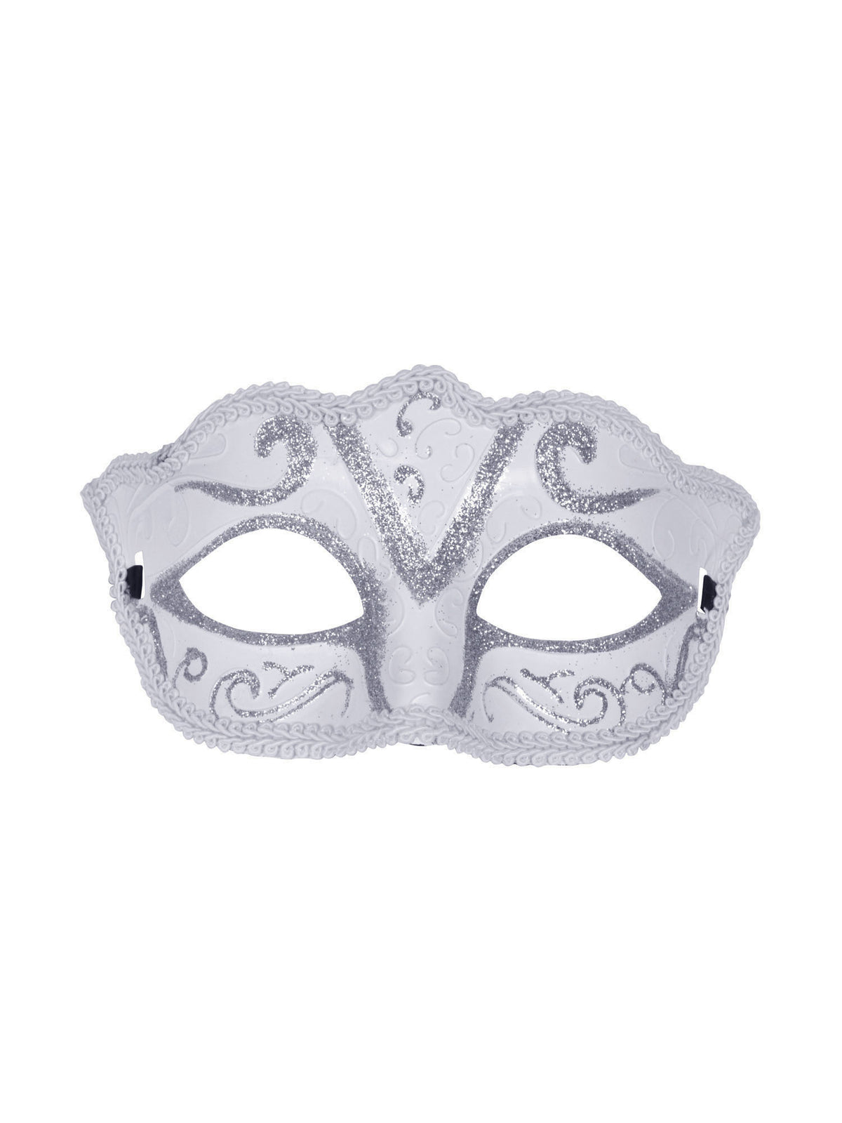Eyemask Plastic White/Silver Glitter 1