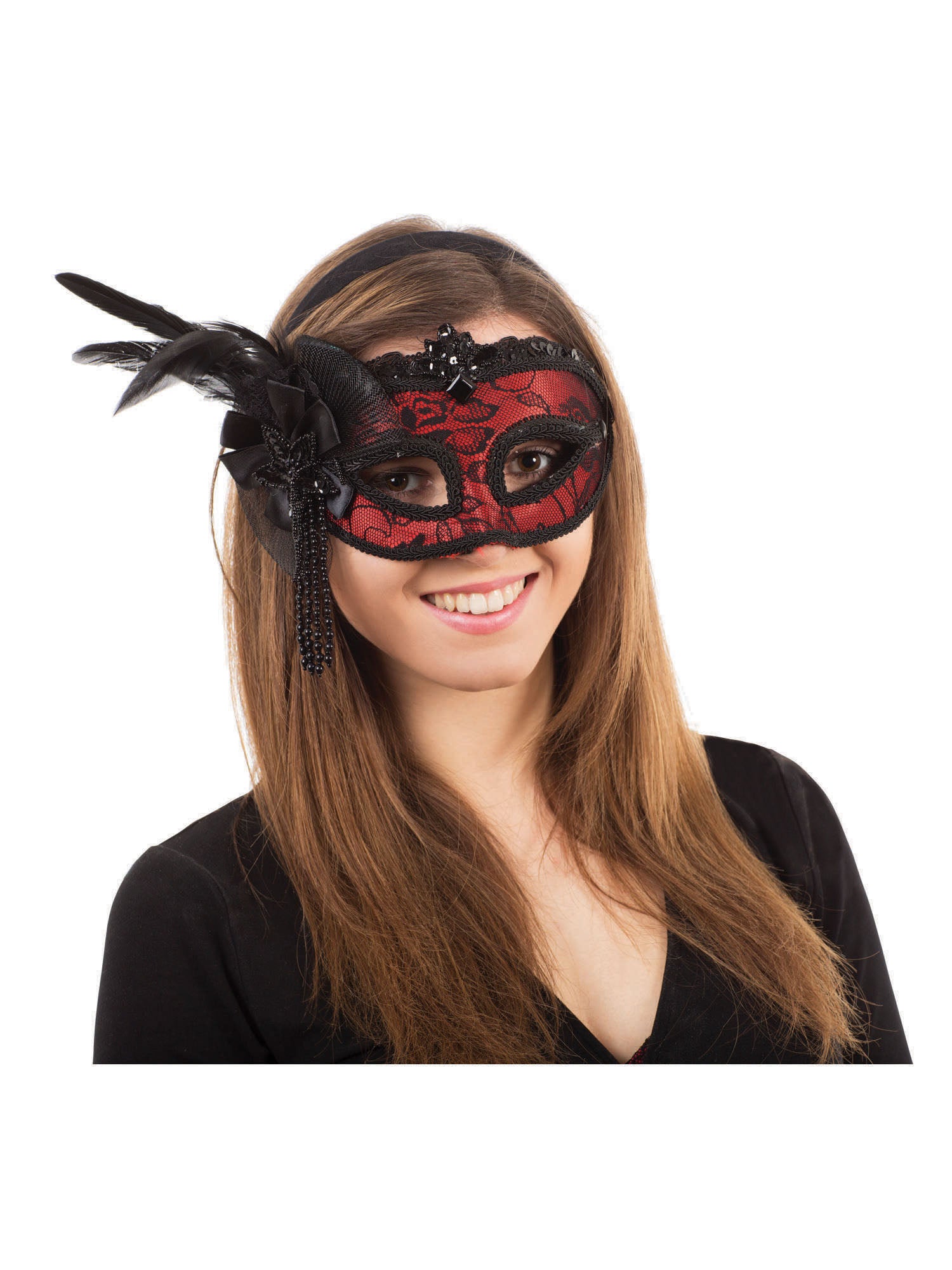 Red Side Feather Mask (H/B)