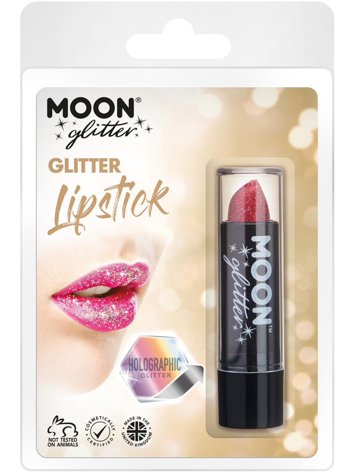 Moon Glitter Holographic Glitter Lipstick, Red 1