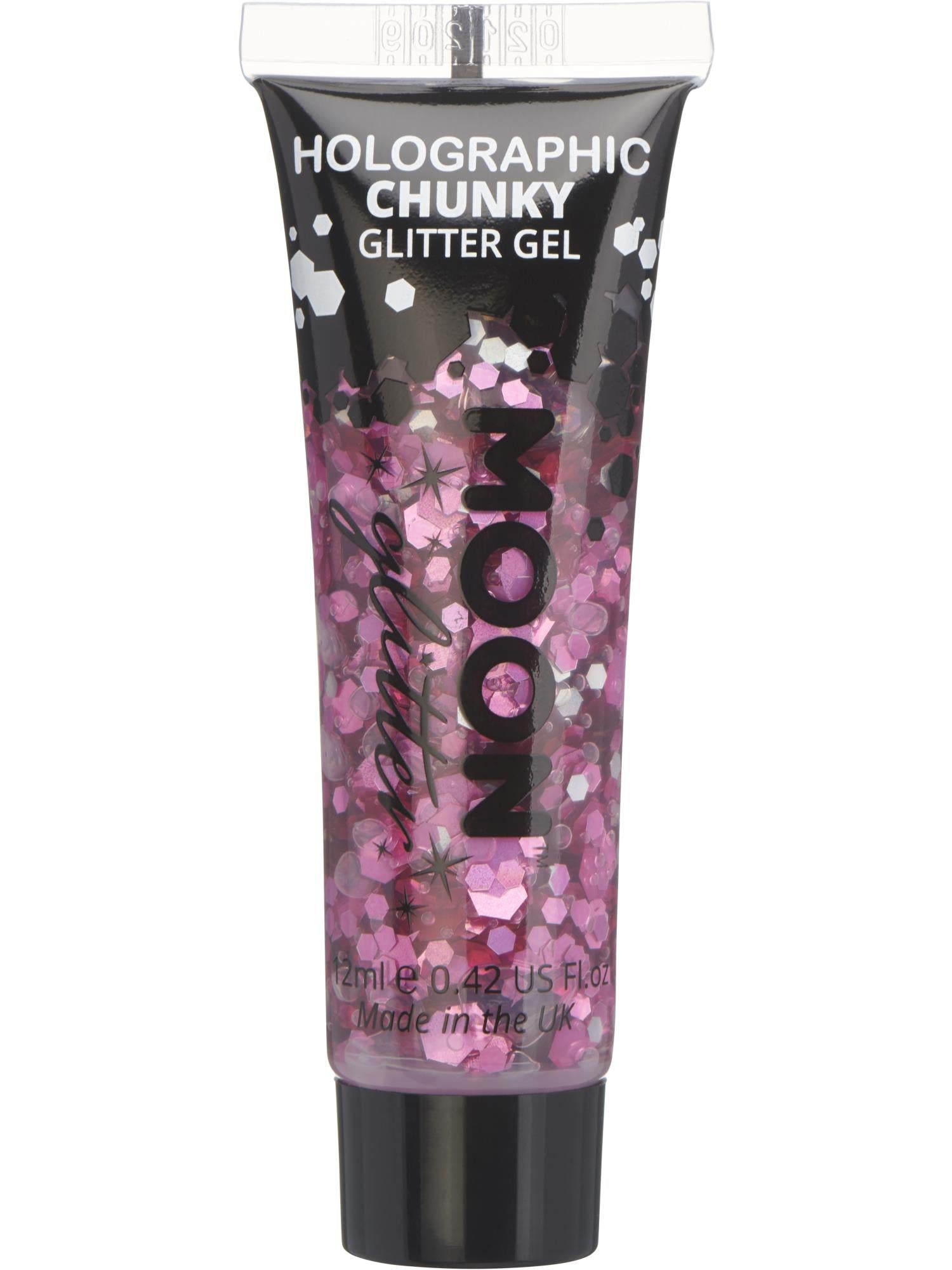 Moon Glitter Holographic Chunky Glitter Gel,Pink 1