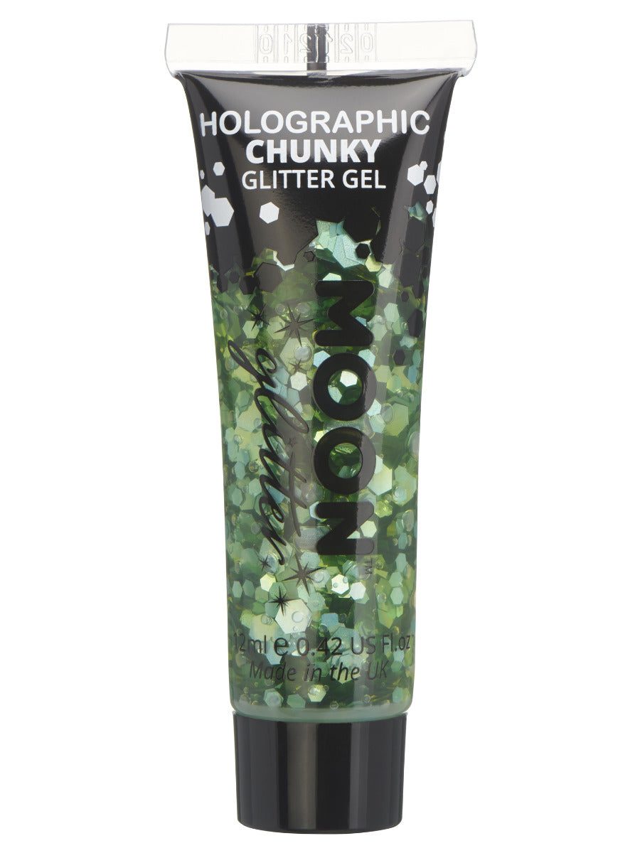 Moon Glitter Holographic Chunky Glitter Gel,Green - 1