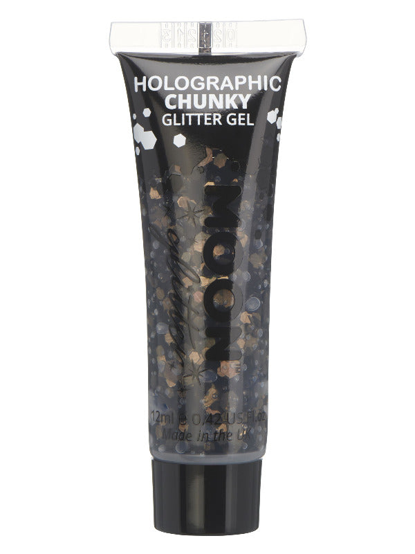 Moon Glitter Holographic Chunky Glitter Gel, Black - 2