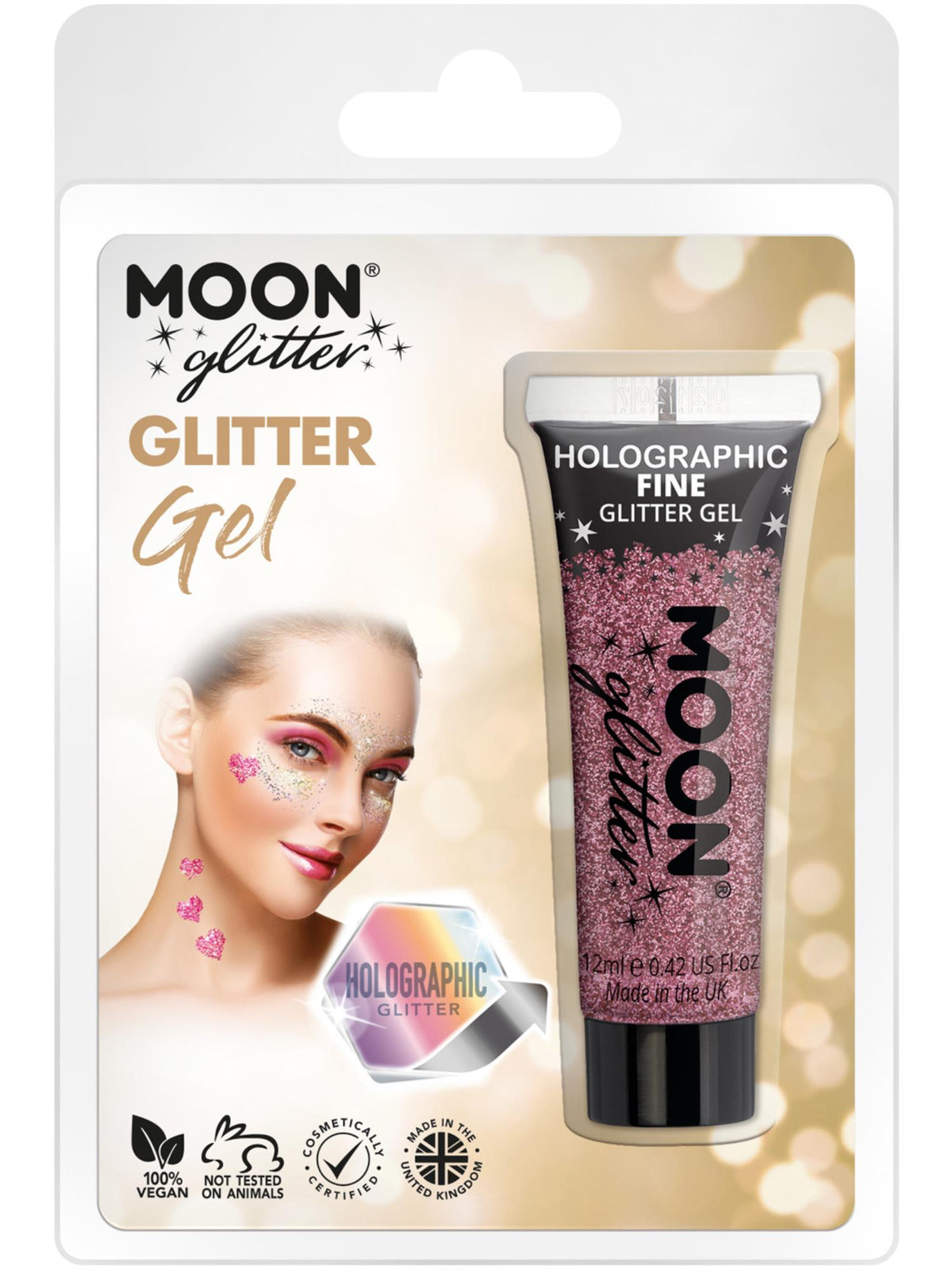 Moon Glitter Holographic Fine Glitter Gel, Pink 1