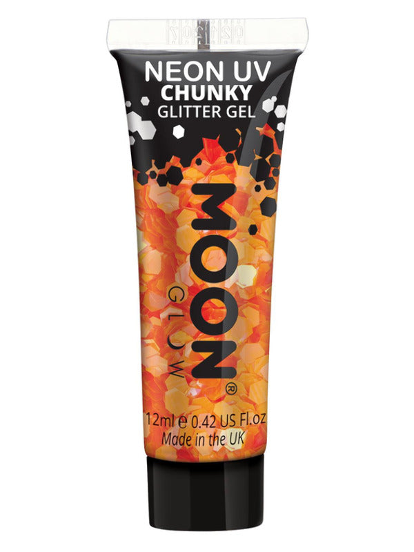 Moon Glow - Neon UV Chunky Glitter Gel, Orange - 2