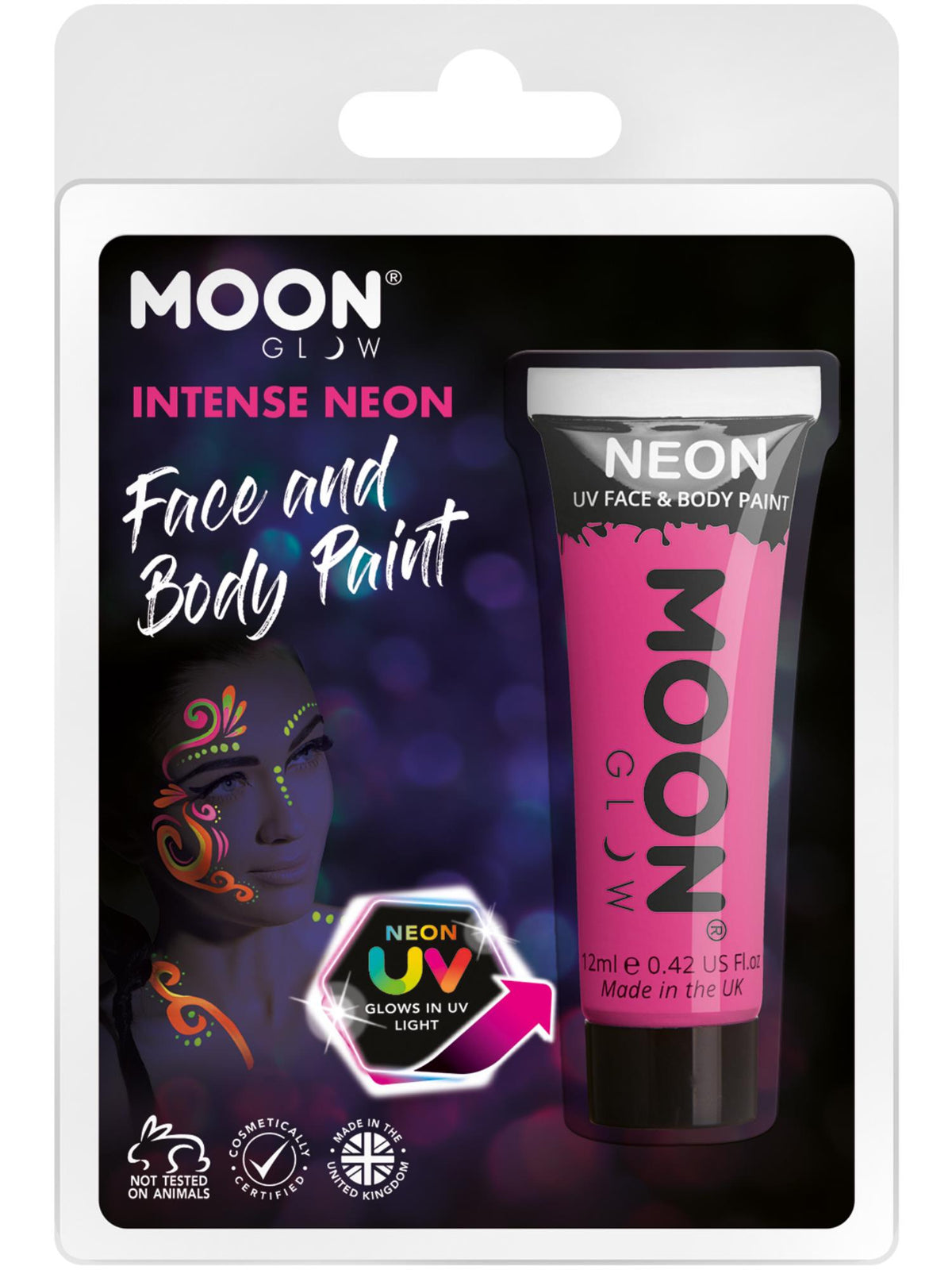Moon Glow Intense Neon UV Face Paint, Intense Pink 1