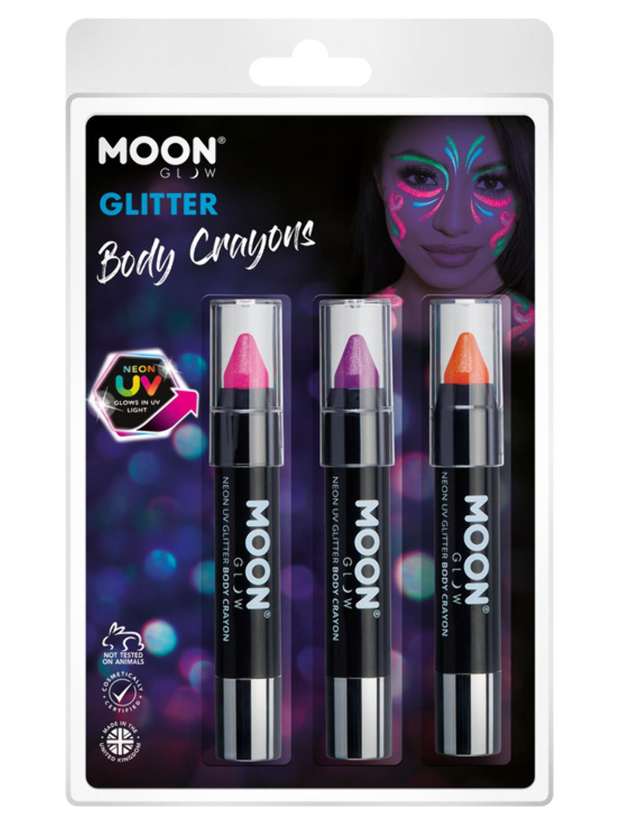 Moon Glow - Neon UV Glitter Body Crayons,  - 1
