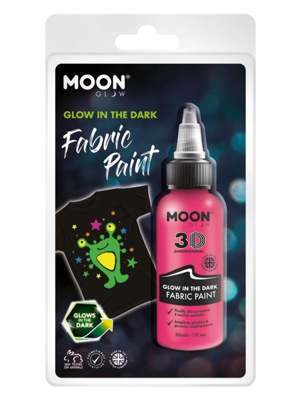 Moon Glow - Glow in the Dark Fabric Paint, Pink - 2