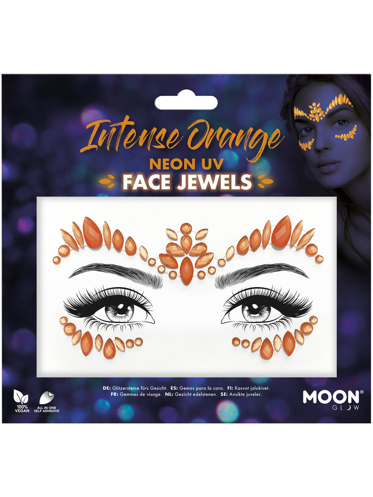 Moon Glow Face Jewels, Intense Orange 1