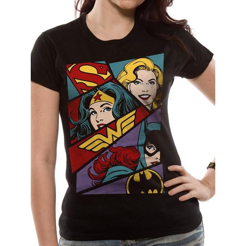 Justice League Heroine Pop Art Fitted T-Shirt