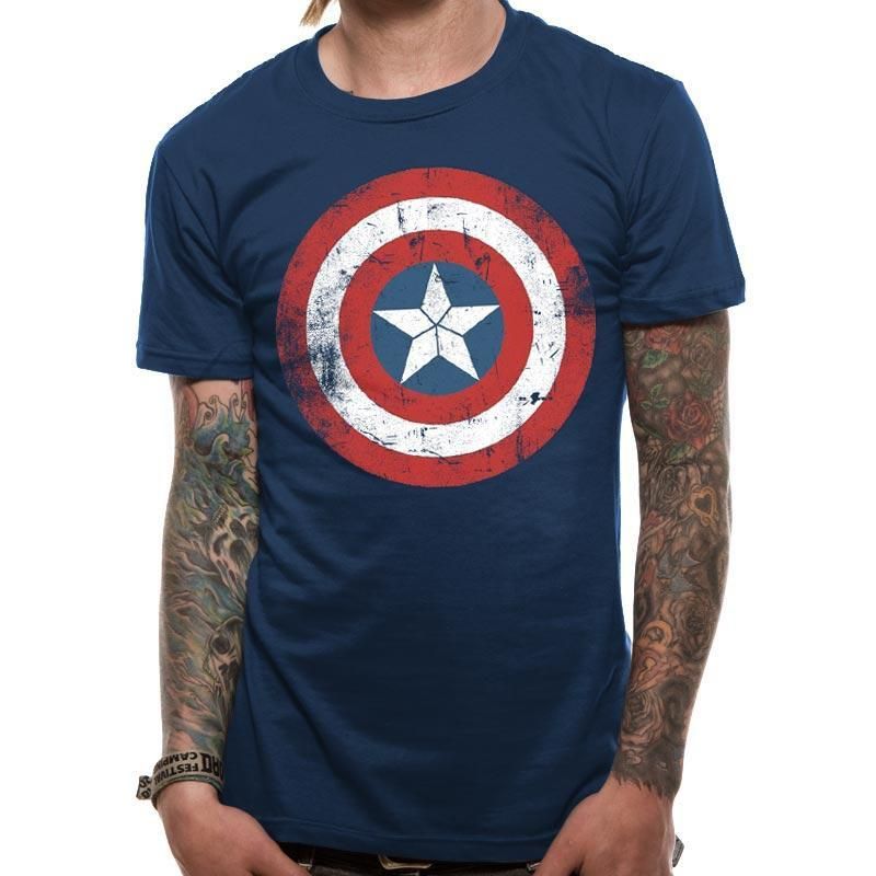 Captain America Shield Distressed T-Shirt Large