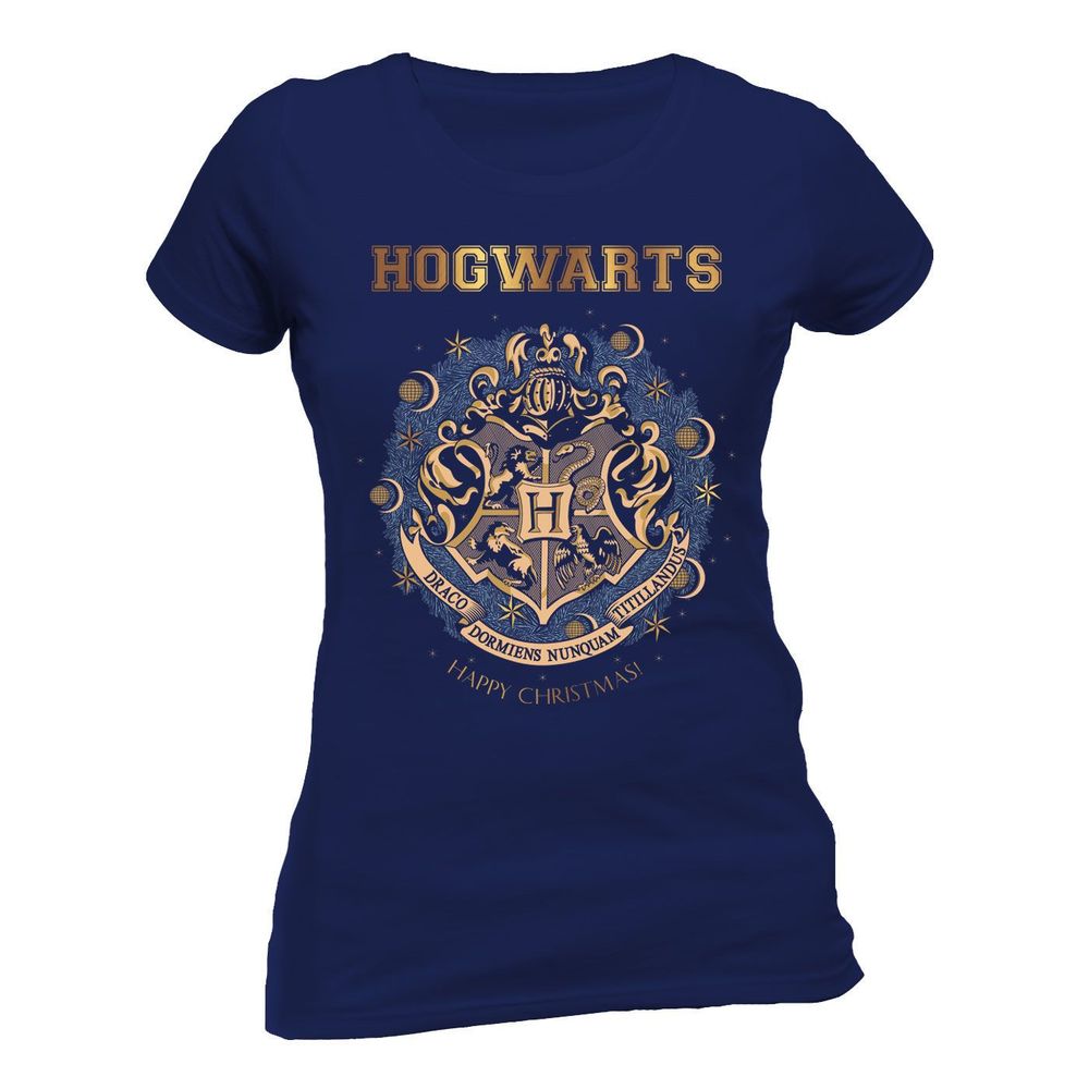 Harry Potter Foil Christmas At Hogwarts Fitted T-Shirt