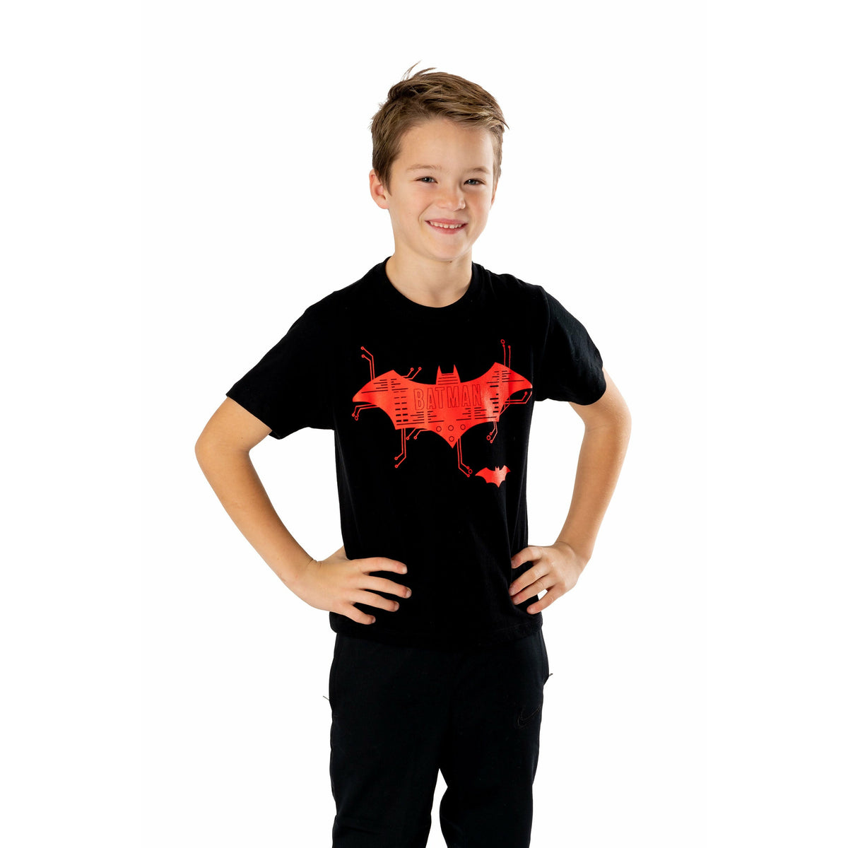 Batman Kids Black Tech Logo T-Shirt 1