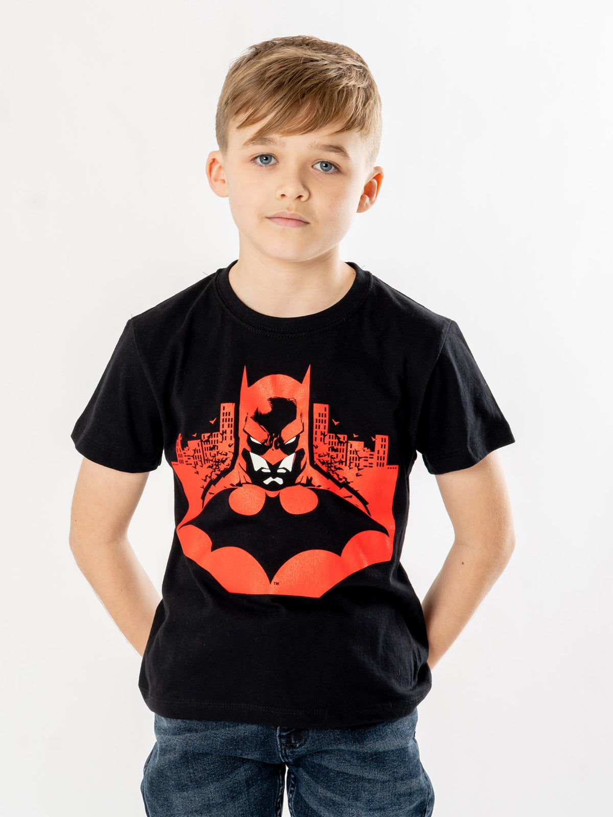 Batman Kids Black Gotham Skyline T-Shirt 1