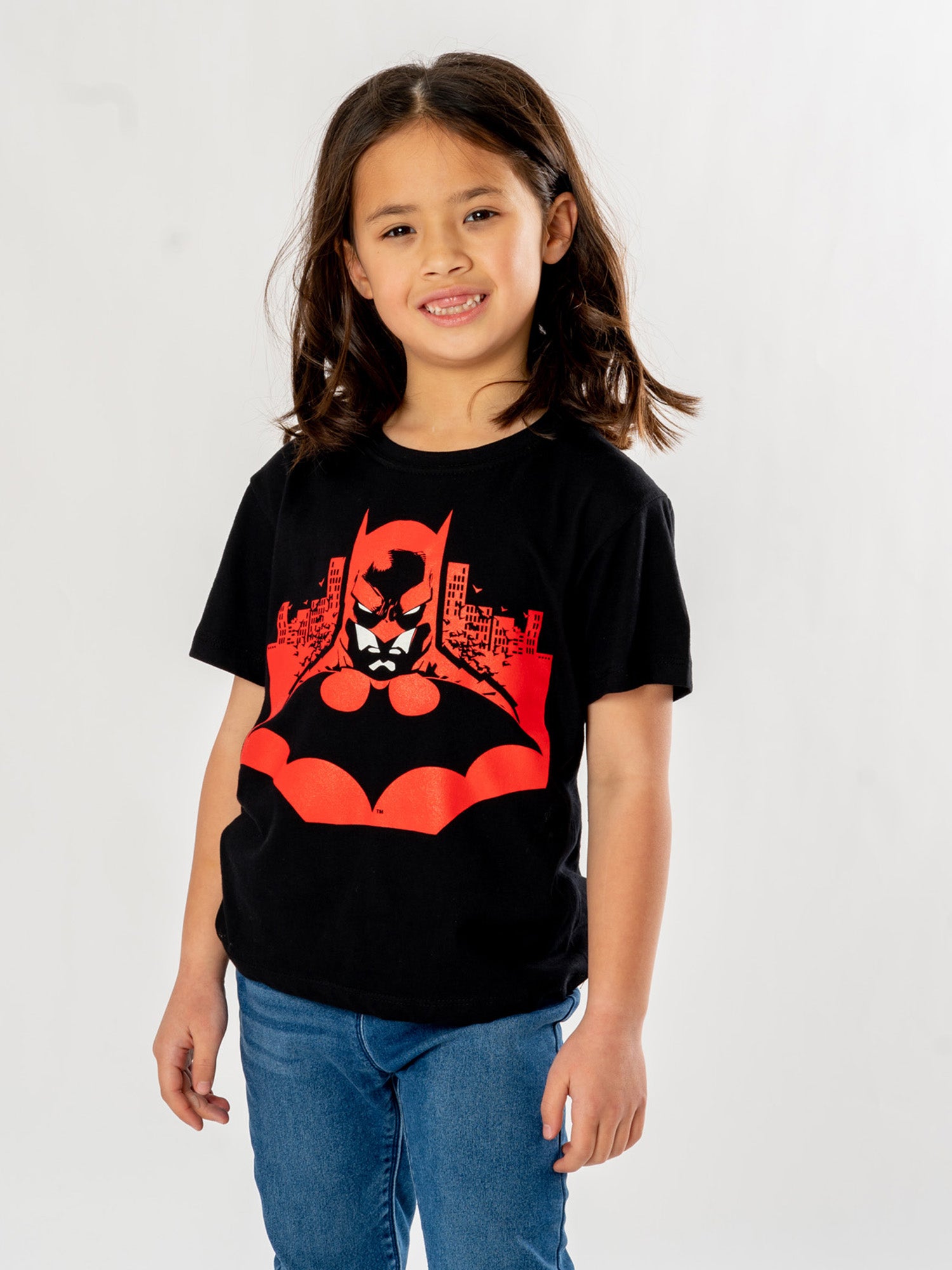 Batman Kids Black Gotham Skyline T-Shirt
