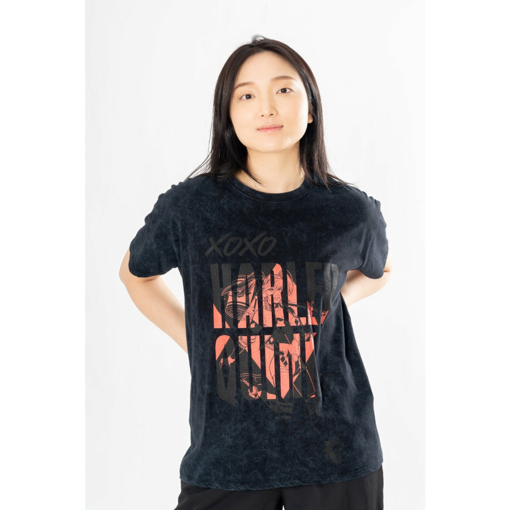 Harley Quinn Adult Acid Wash Xoxo T-Shirt 2