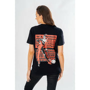 Harley Quinn Adult Black Front and Back Warning T-Shirt 1