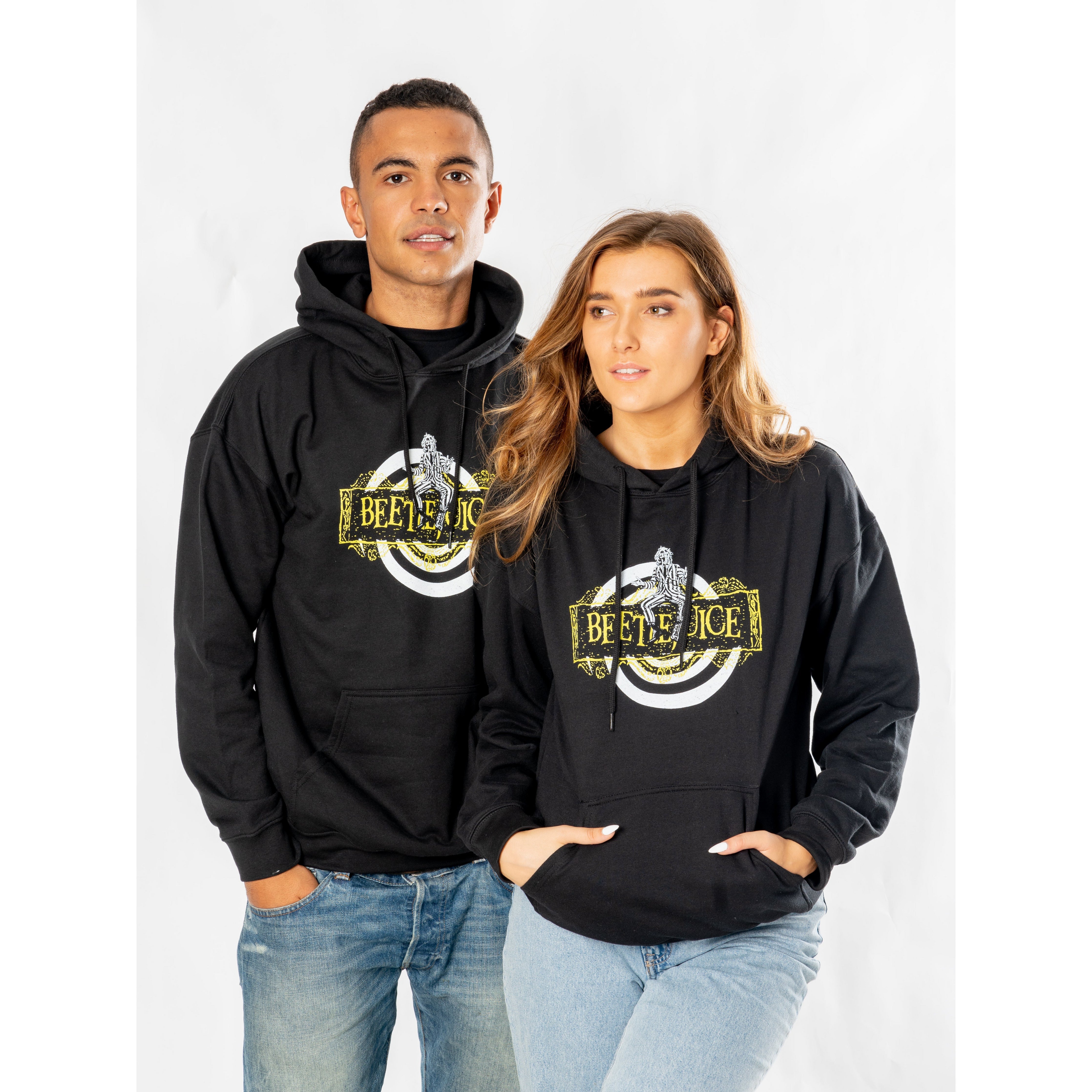 Beetlejuice Adult Unisex Black Spiral Hoodie