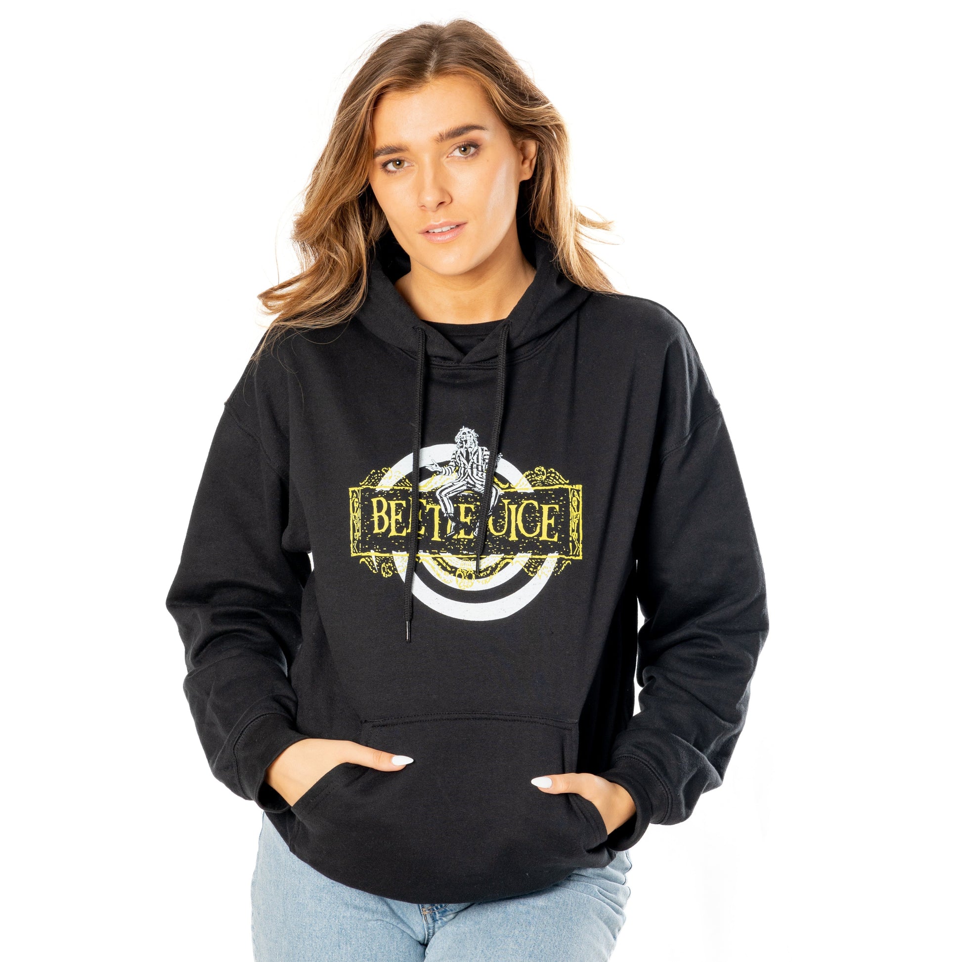 Beetlejuice Adult Unisex Black Spiral Hoodie 3